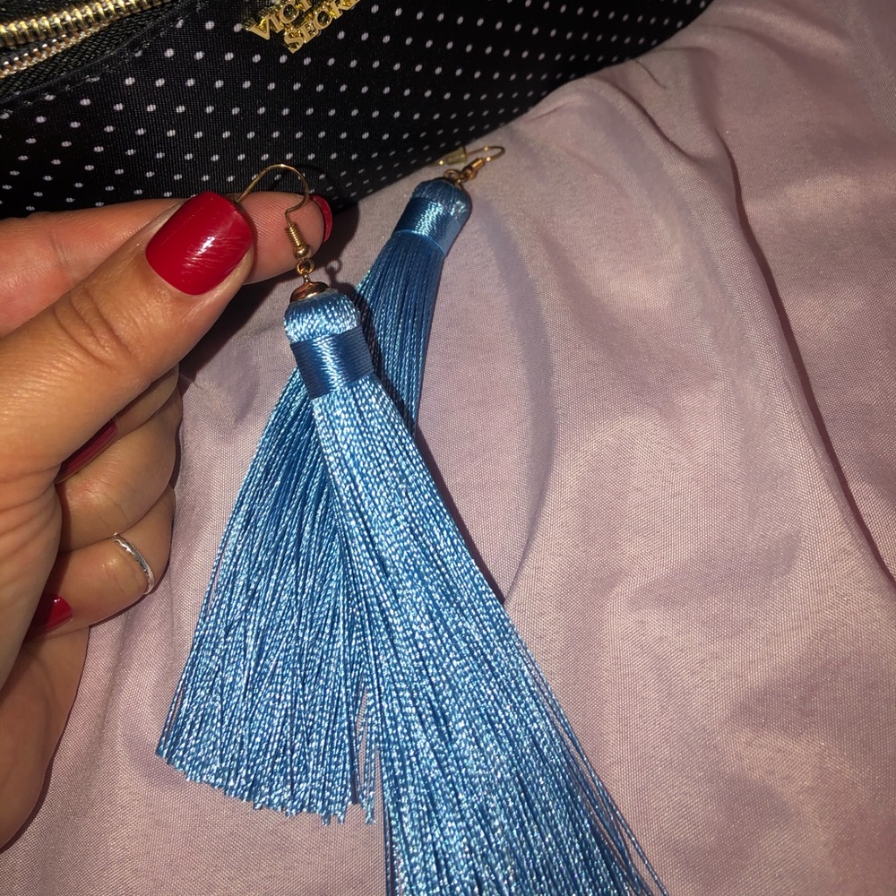 Blue Tassel Boho earrings NWOT